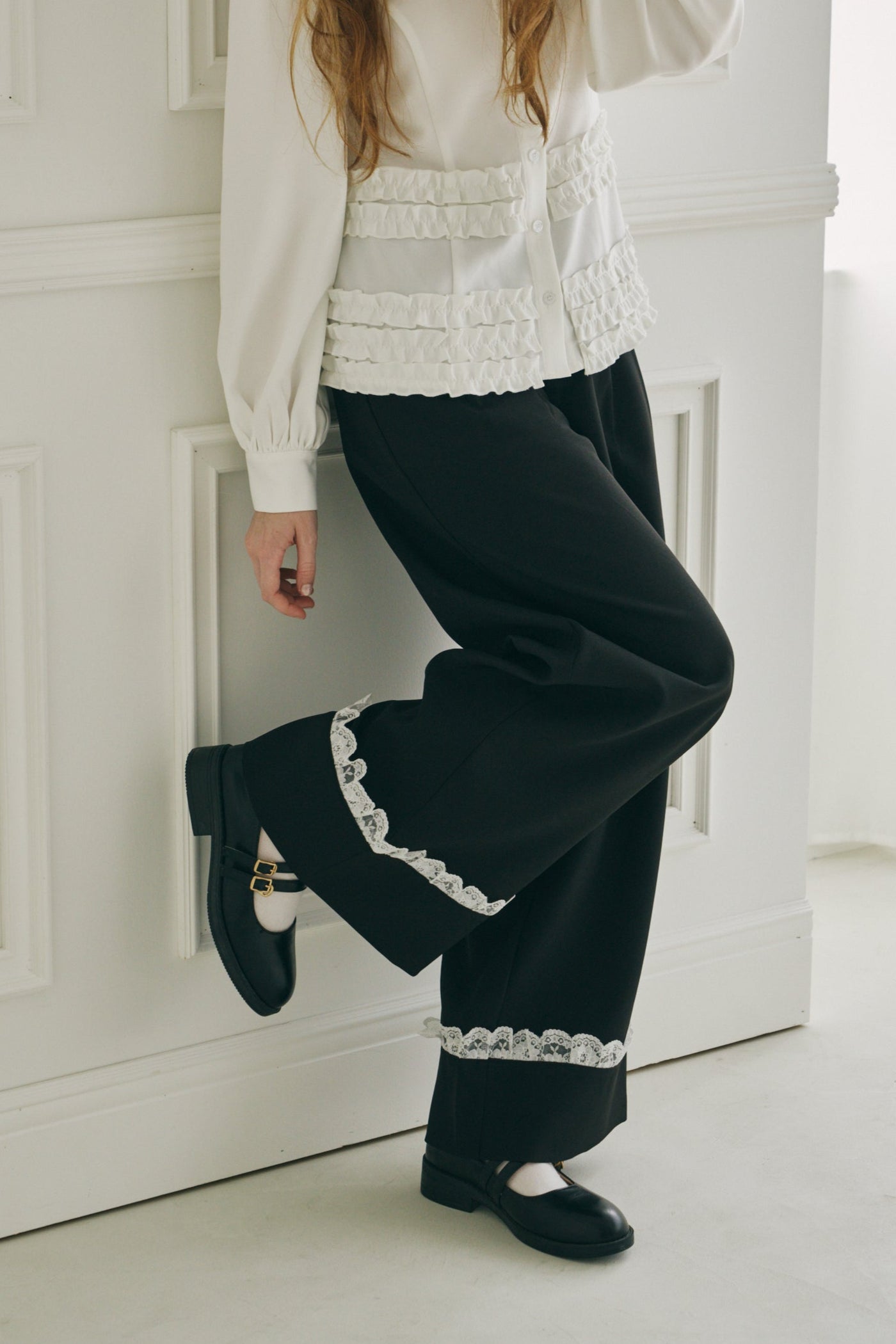 roll up lace wide pants – idem