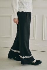 roll up lace wide pants