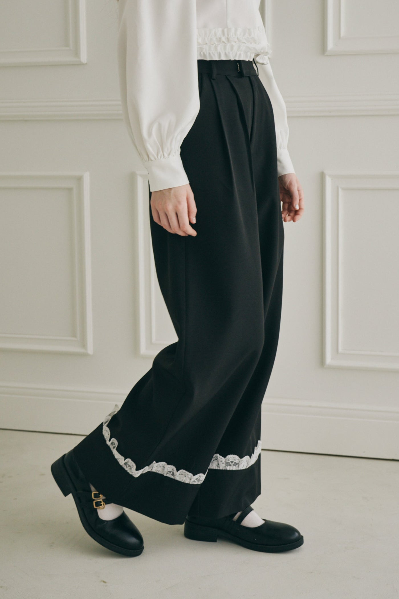 roll up lace wide pants – idem