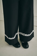 roll up lace wide pants