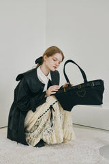 heart × belt suede shoulder bag