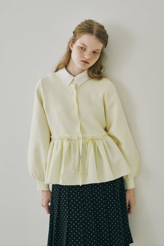 velours ribbon peplum cardigan