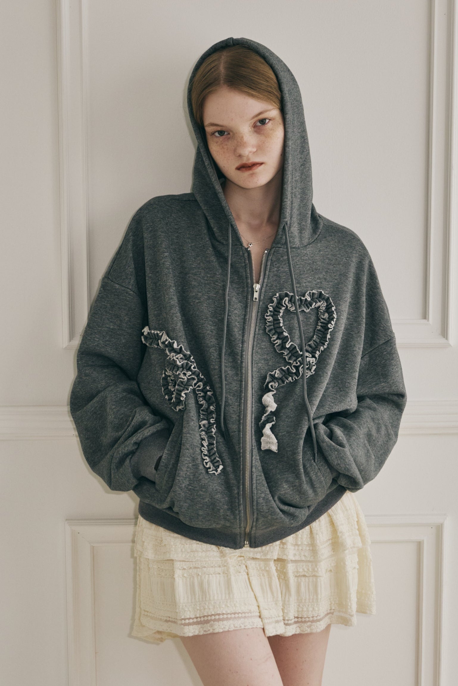 heart frill hoodie