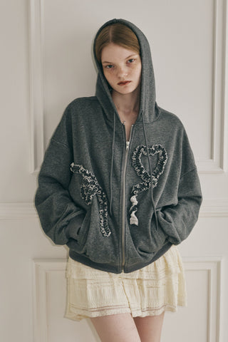 heart frill hoodie
