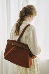 heart × belt suede shoulder bag