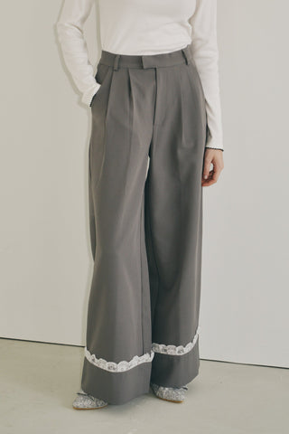 roll up lace wide pants