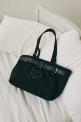 heart × belt suede shoulder bag