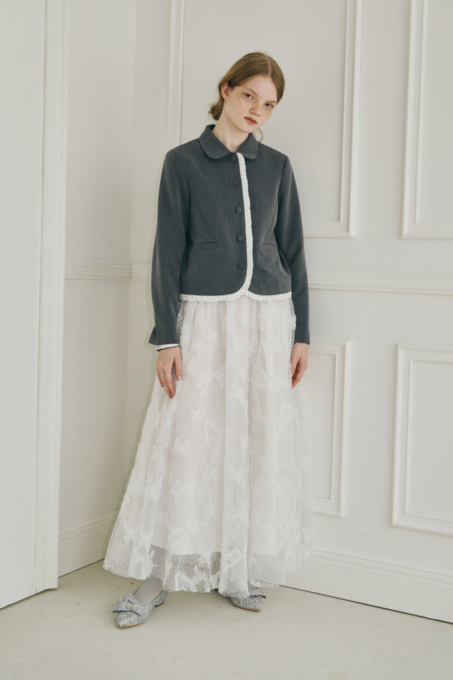 volume tulle butterfly dot skirt