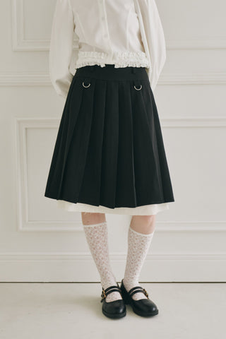 layered medium pleats skirt