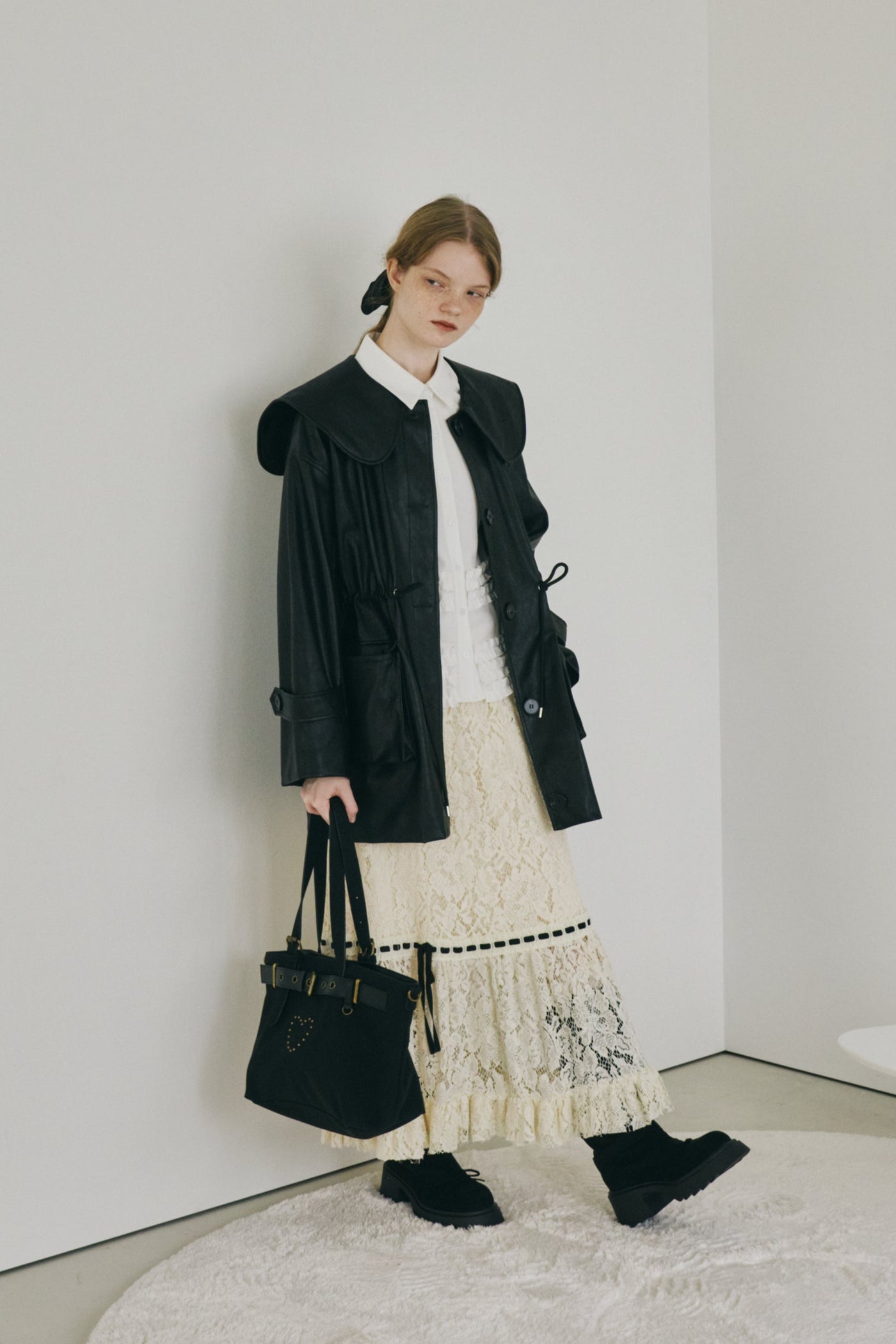 big collar vegan leather jacket – idem