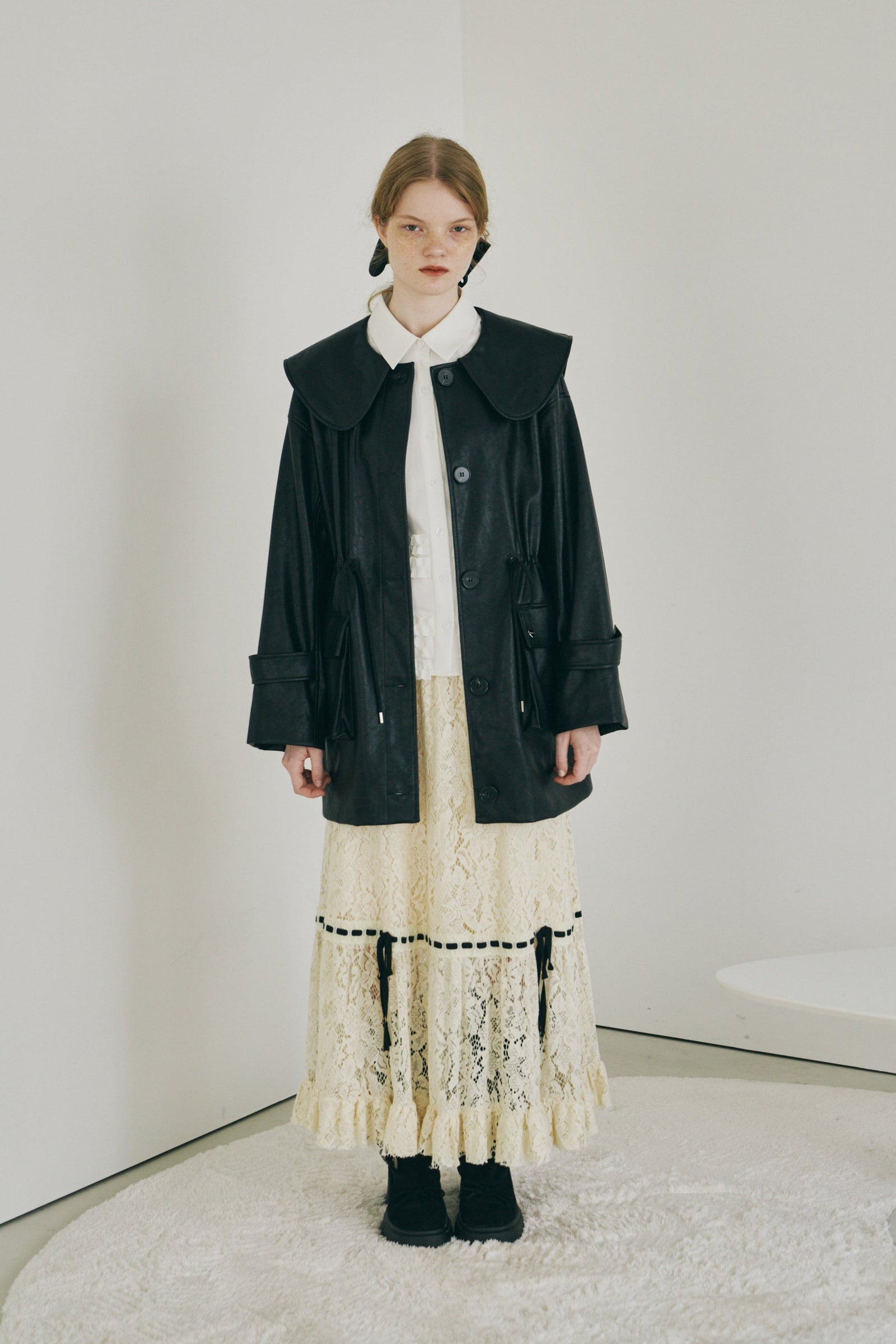 big collar vegan leather jacket – idem