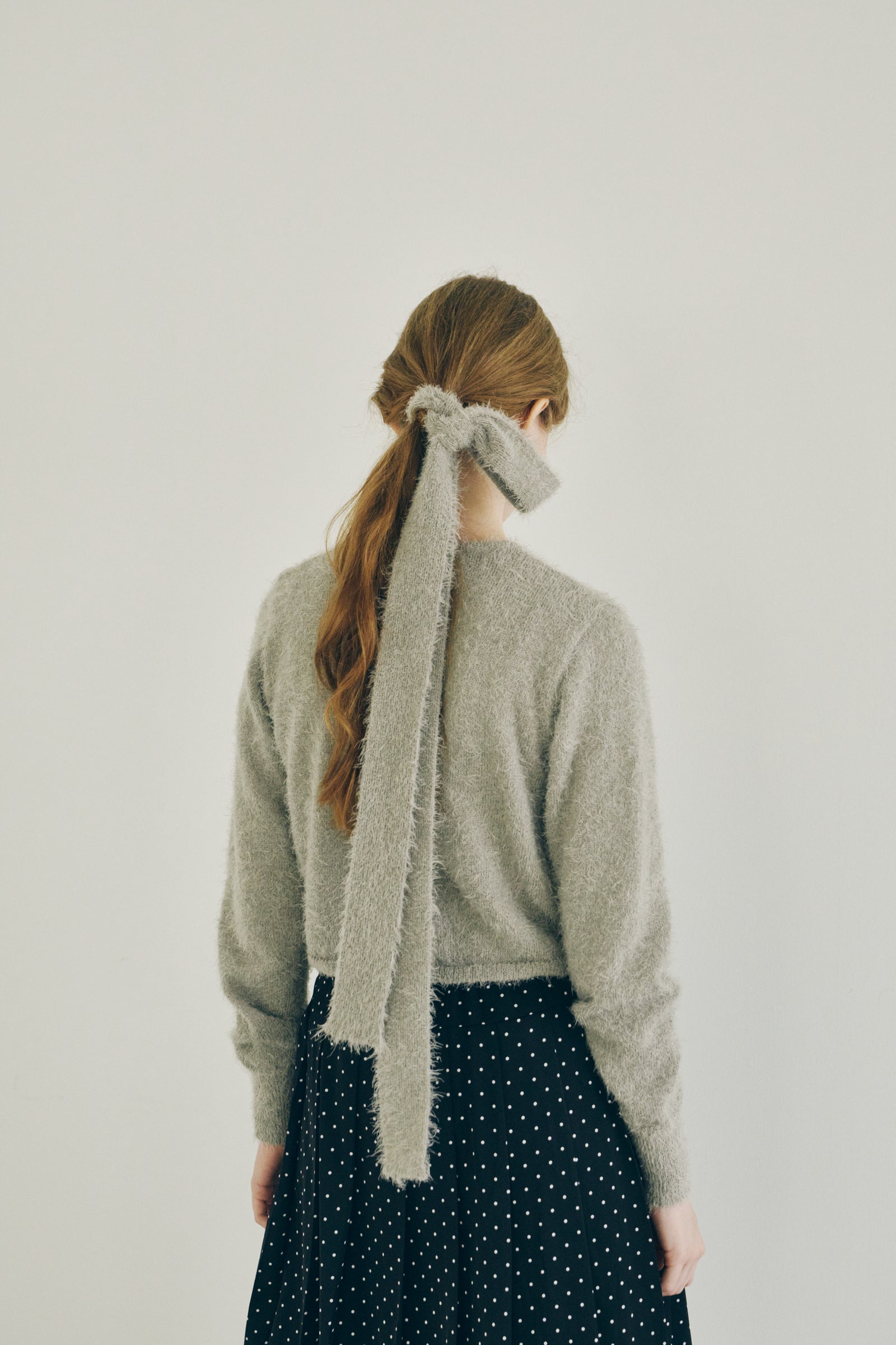 lace frill shaggy knit cardigan – idem