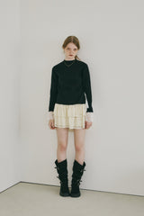lace slit knit tops
