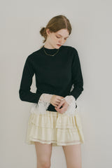 lace slit knit tops