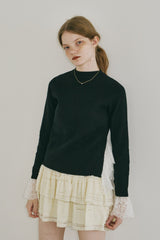lace slit knit tops