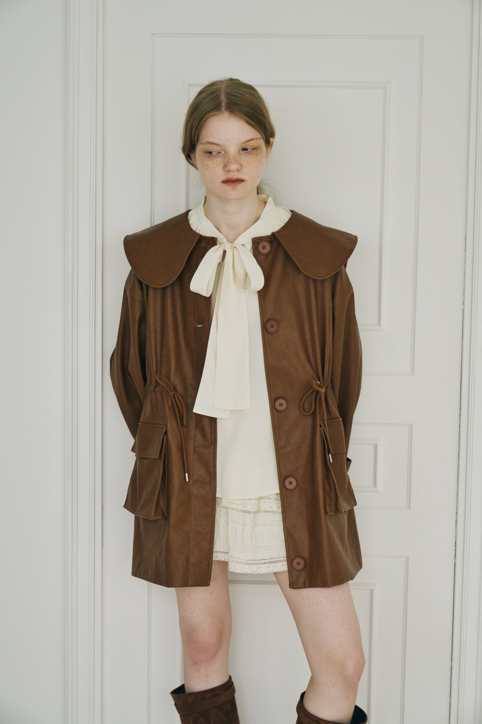 idem イデム　big collar vegan leather jacket big collar vegan leather jacket – idem