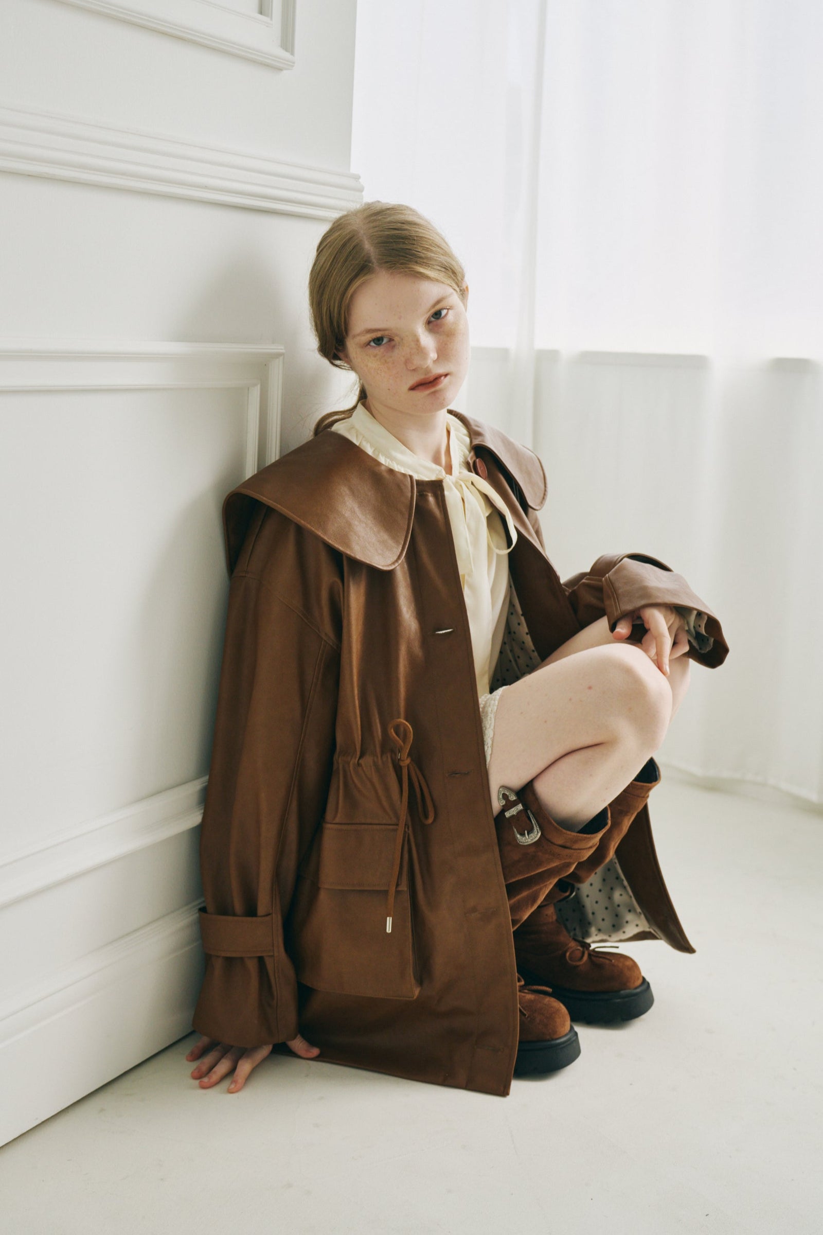 big collar vegan leather jacket – idem