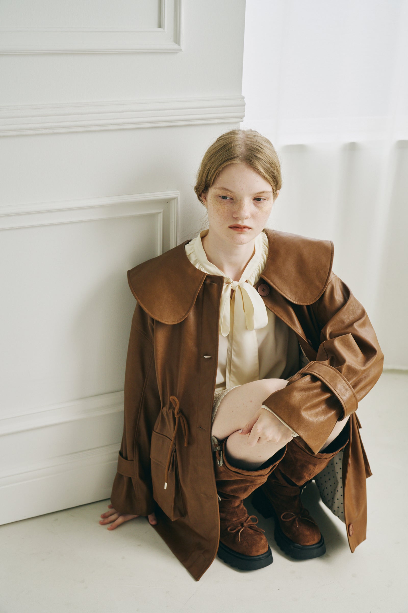 idem イデム big collar vegan leather jacket big collar vegan