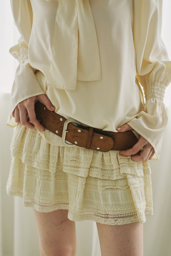 suede double studs belt