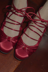 lace up rose ballet shoes