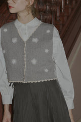 tulle flower knit vest