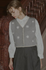 tulle flower knit vest