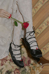 lace up rose ballet shoes