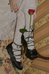 lace up rose ballet shoes