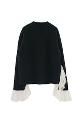 lace slit knit tops