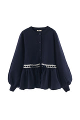 velours ribbon peplum cardigan