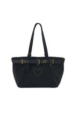 heart × belt suede shoulder bag