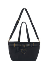 heart × belt suede shoulder bag