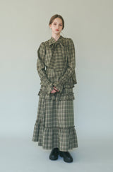 check frill tiered skirt