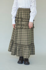 check frill tiered skirt