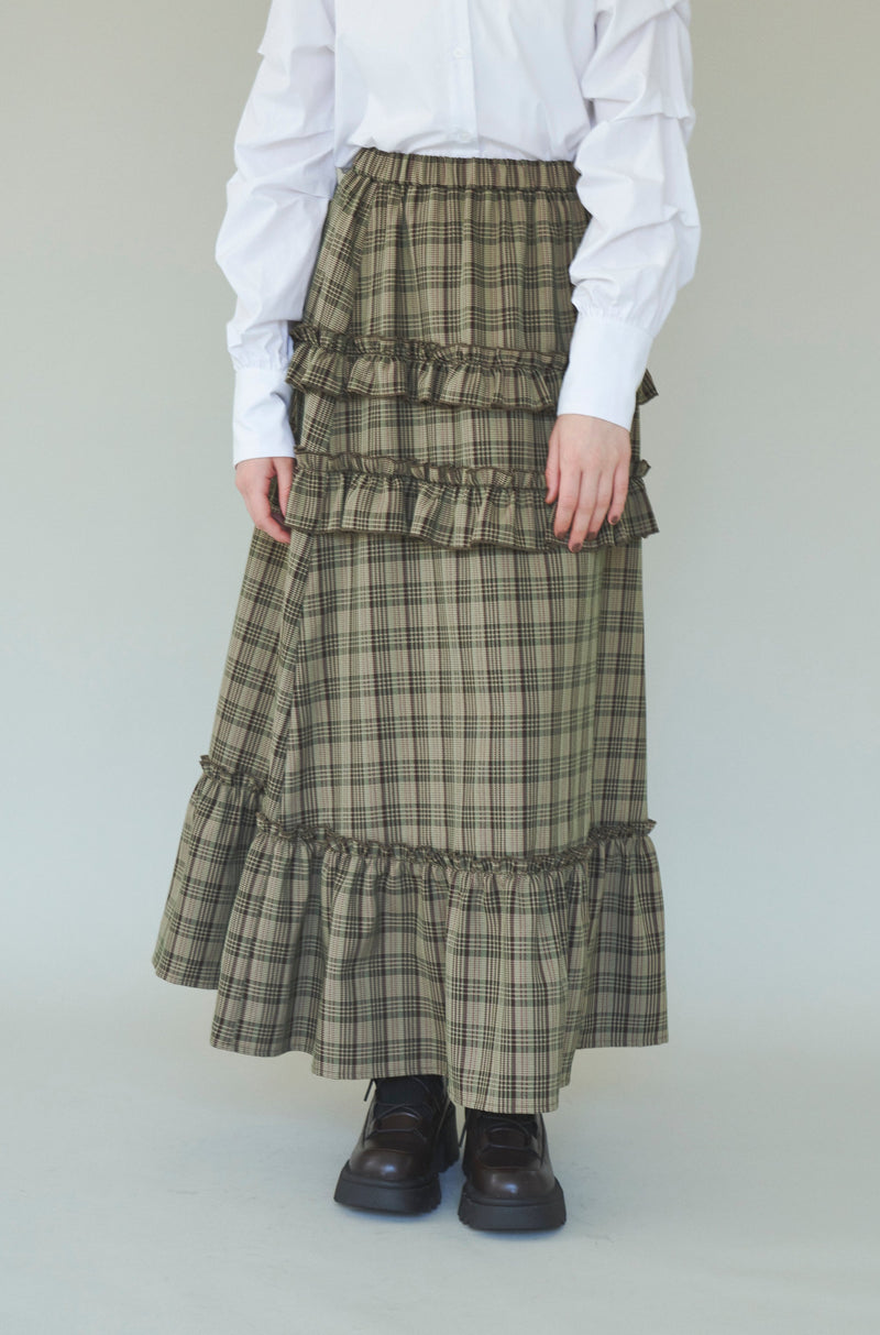 LILIMEEKリリミークcheck tiered skirtチェックスカート - ロングスカート