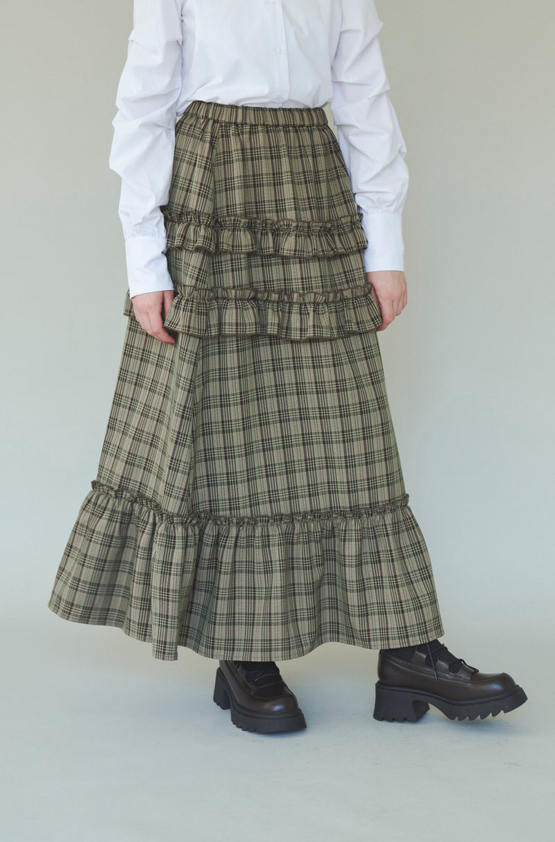 LILIMEEKリリミークcheck tiered skirtチェックスカート - ロングスカート