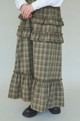 check frill tiered skirt