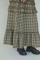 check frill tiered skirt