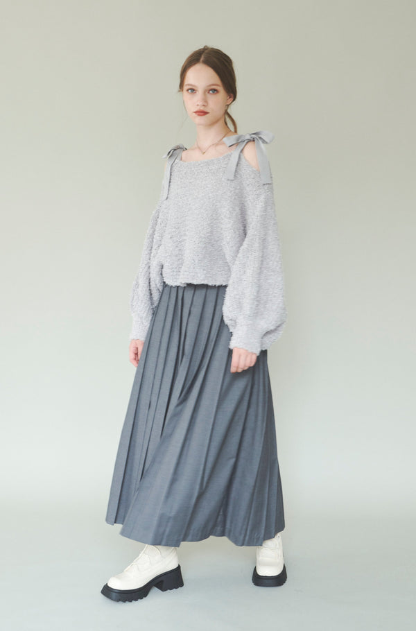 belted pleats skirt