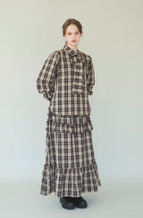 check frill tiered skirt