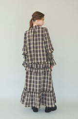 check frill tiered skirt
