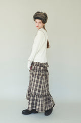 check frill tiered skirt