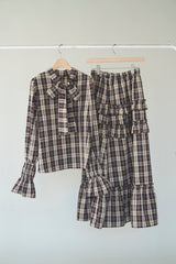 check frill tiered skirt