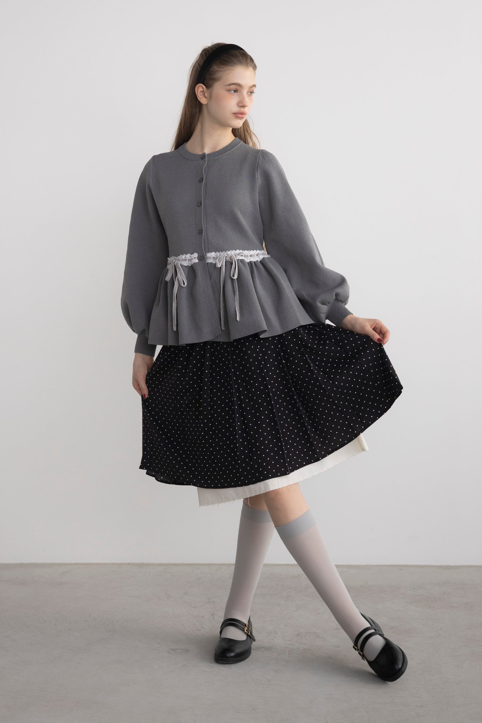 velours ribbon peplum cardigan – idem