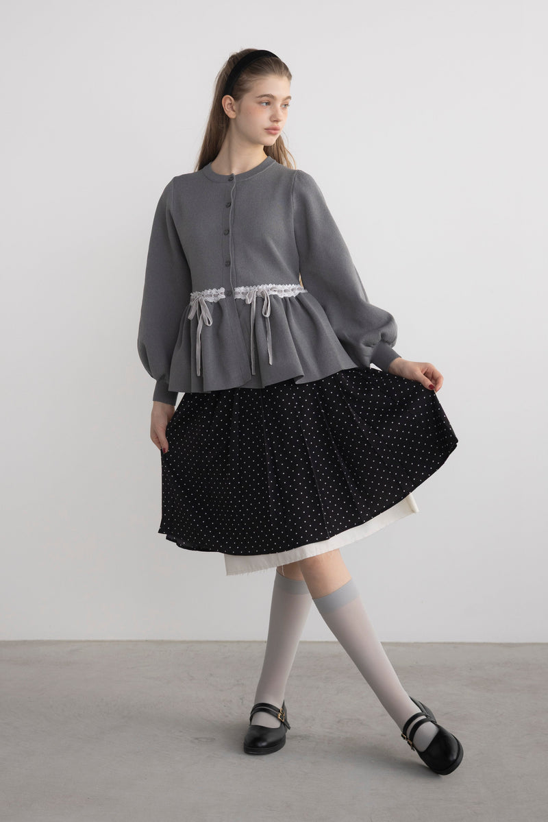 velours ribbon peplum cardigan – idem