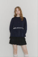 velours ribbon peplum cardigan