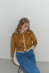 piping lace suede jacket