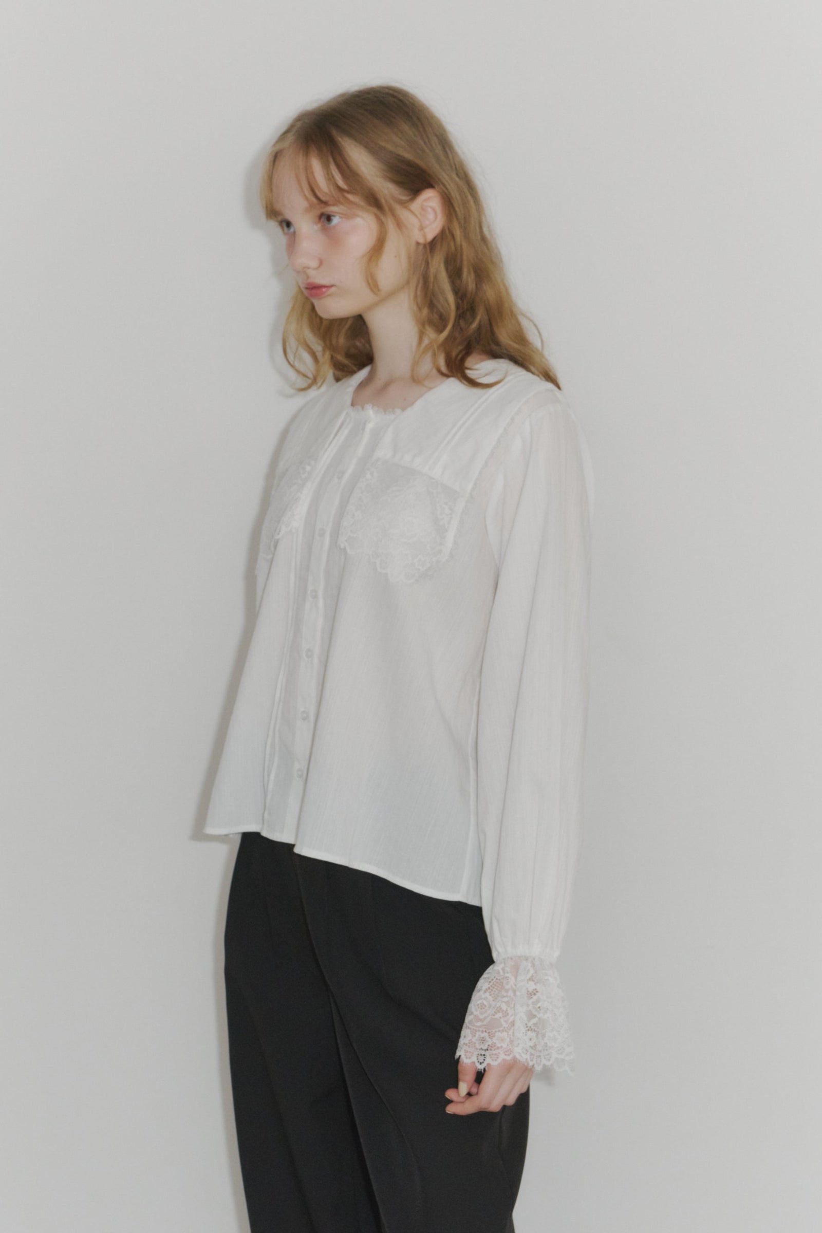 idemブラウス lace collar vintage satin blouse – idem
