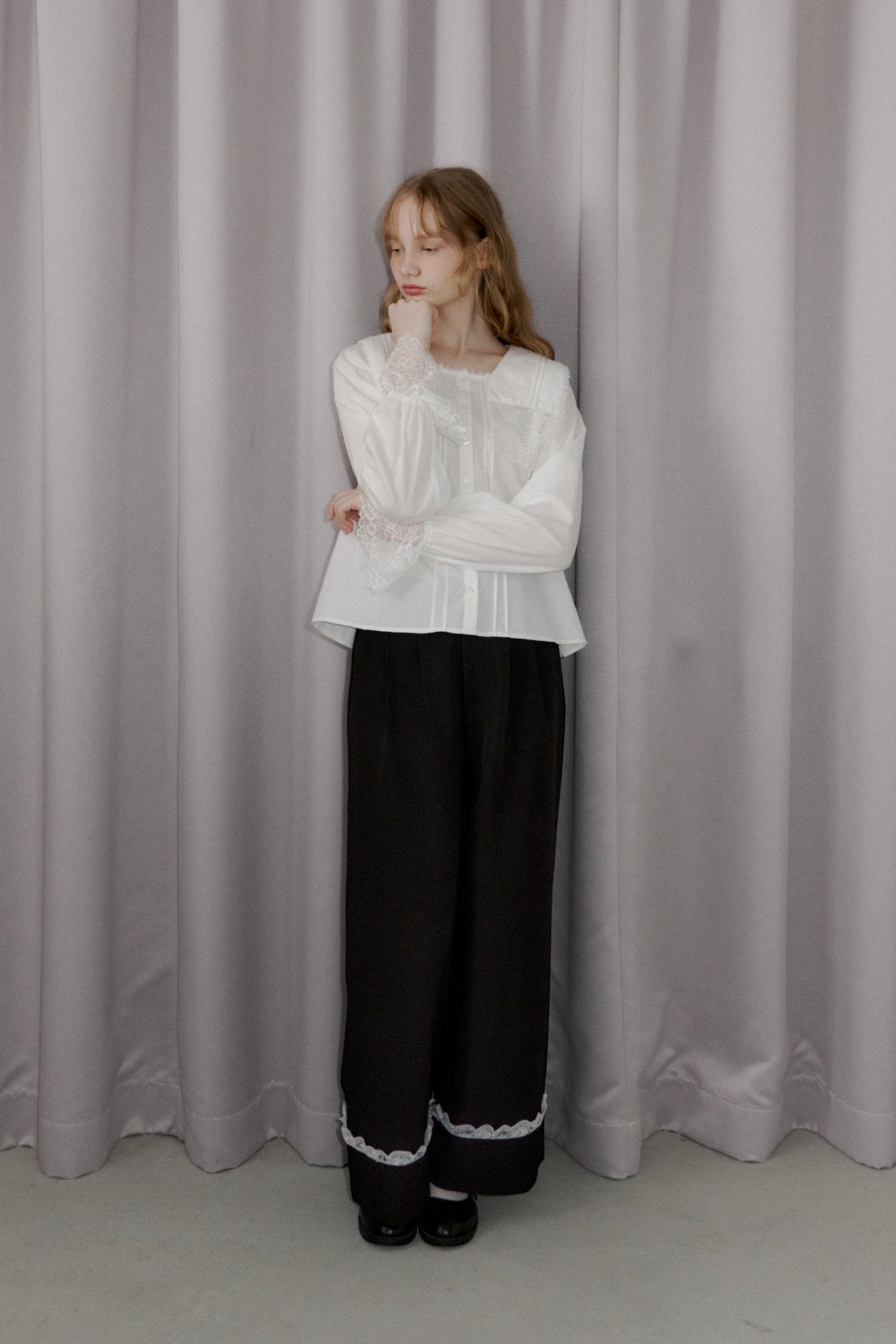 roll up lace wide pants