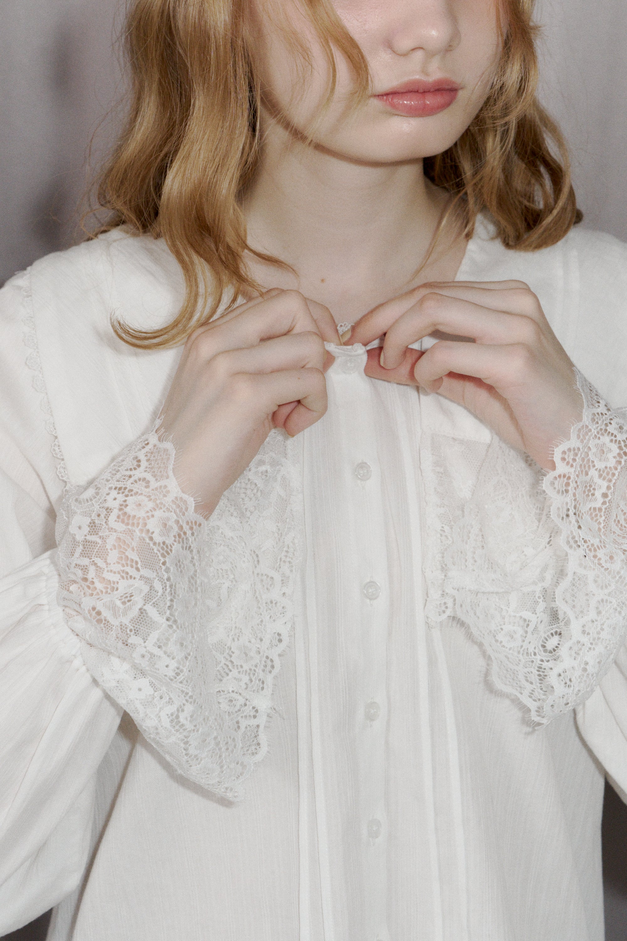 vintage square lace collar blouse